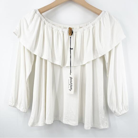 RACHEL PALLY Diandre Top Off the Shoulder White Cream Ruffle Extra Small NWT - Picture 2 of 12